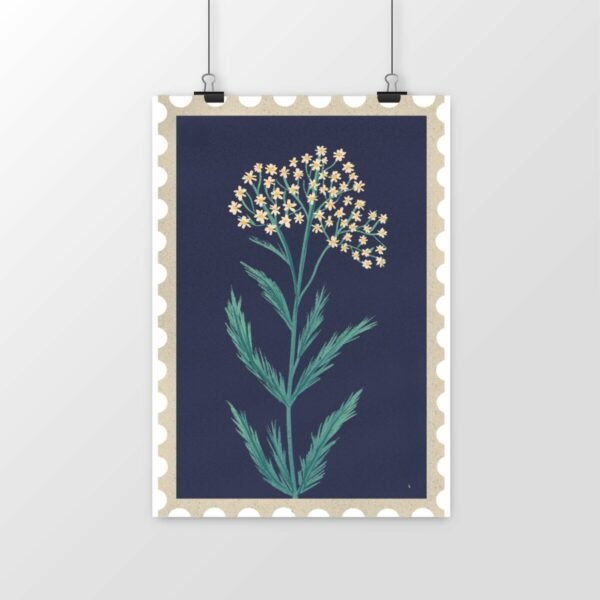 White-Flowered Plant on Dark Background Vertical poster