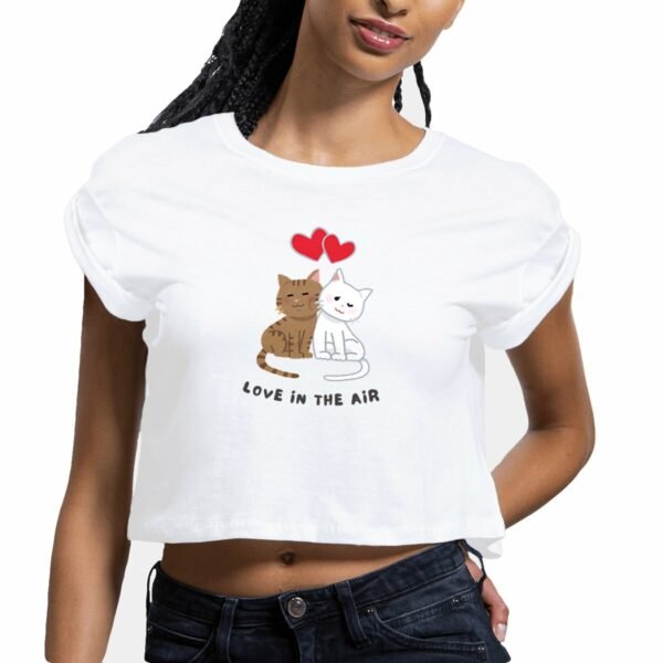 Love in the Air Romantic Cats Crop Top